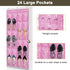 Over The Door Shoe Organizer: Space Saving Rack with 24 Pockets, Hook, and Hanging Shoe Holder (Pink)