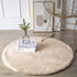 Ashler Ultra Soft Faux Rabbit Fur Rug, 3 x 3 Feet Round, Beige, Machine Washable Nursery Decor