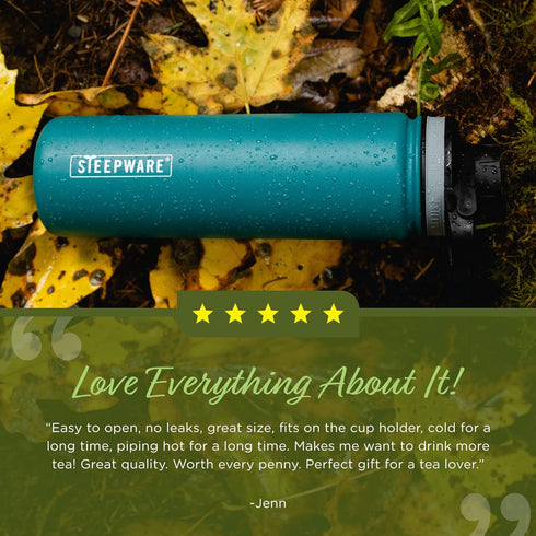 22oz, The Tea Spot Steepware Tea Tumbler and Thermos, Tea Bottle with tea infuser for loose leaf tea or iced coffee