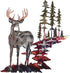 Forest Tree Deer Wall Art, Rustic Metal Hunting Decor for Living Room Bedroom, 11.8 x 7.9 Inch