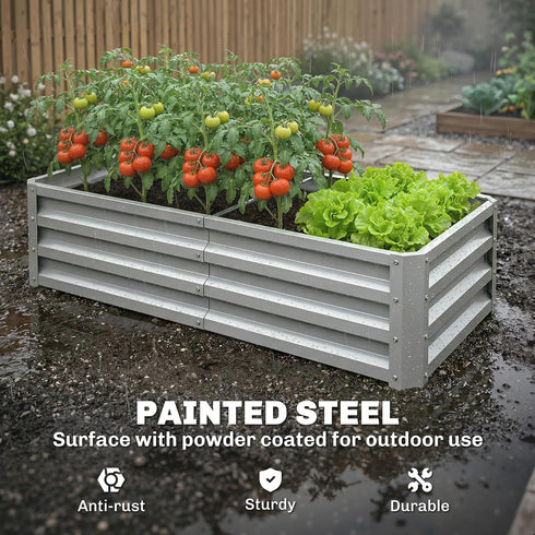 4' 2' 1' Outsunny Galvanized Raised Garden Bed, x x Metal Planter Box, for Growing Vegetables, Flowers, Herbs
