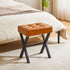 LG-71J IBUYKE Square Makeup Stool with X-Leg Foot Rest, PU Footrest, Ottoman Seat, Multi-Use as Small Side Table