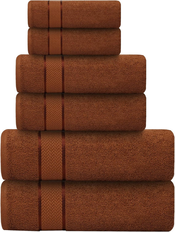Bath Towels Set-100% Cotton-2 Bath Towel, 2 Hand Towels & 2 Washcloths-