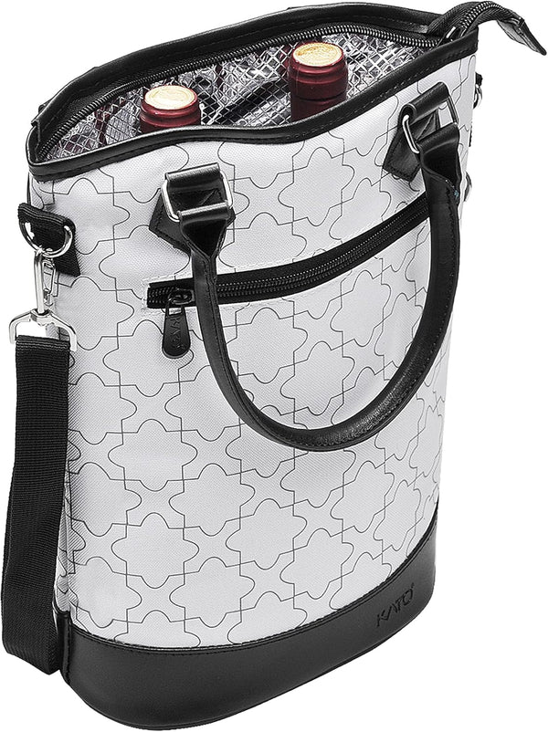 Tirrinia Insulated Wine Carrier Tote - Padded Travel Bag for 2 Bottles, Champagne Cooler, Valentine's Day Gift
