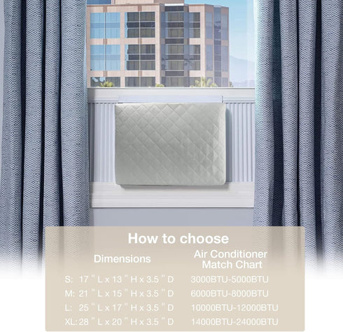 Indoor Air Conditioner Cover, AC Unit Window Cover with Double Insulation and Elastic Drawstring, 25L x 17H x 3.5D
