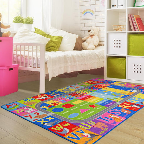 3x5 Kids Rug for Playroom Classroom, ABC Alphabet Numbers Play Toddlers Rugs, Learning Educational Bedroom Floor Mat