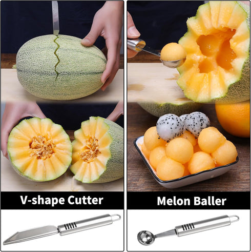 Stainless Steel Fruit Carving Knife Set, 5 Pack Vegetable Engraving Blades for Kitchen
