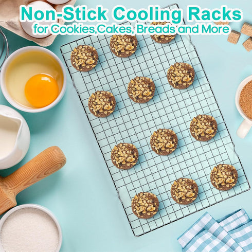Tebery 2 Pack Heavy-Duty Wire Cooking Rack - Fits Half Sheet Pan, Nonstick Baking & Cooling Grid