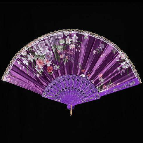 BABEYOND 8pcs Floral Folding Hand Fan, Vintage Handheld Lace Folding Fan with Different Flower Patterns for Wedding