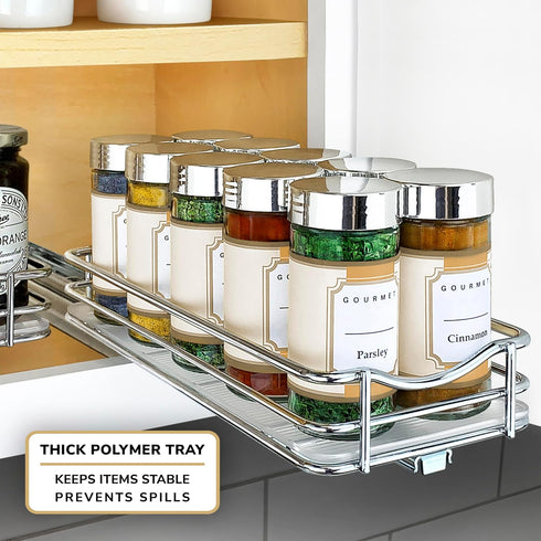 4-3/8 inch 1 LYNK PROFESSIONAL Pull Out Spice Organization for Cabinets - Wide Spice Rack for Inside Cabinets, Slide