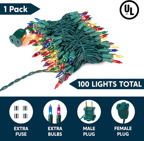Lights,100 Count 21.4FT Joiedomi Multicolor Christmas String Christmas Fairy Tree Lights Plug in for Indoor Outdoor