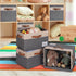GhvyenntteS Large Storage Bins with Lids (3-Pack), Large Closet Storage Bin with Lid and 3 PU Handles, Foldable Baskets