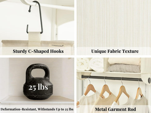 Closet 6-Section Closet StorageWorks Hanging Organizer with Metal Rod, Organizers and Storage, Collapsible Hanging