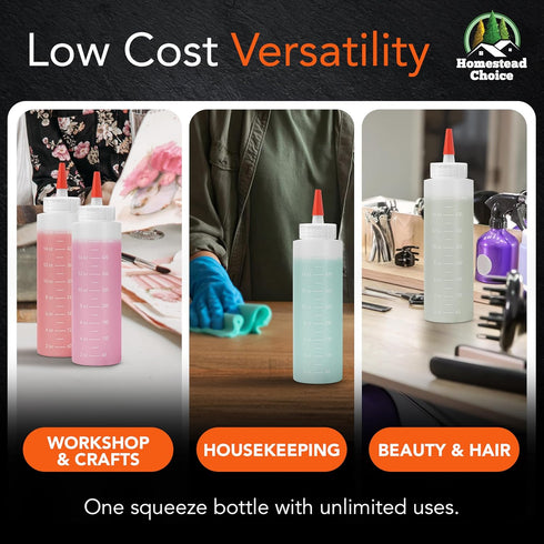 2-pack 16oz Homestead Choice Plastic Squeeze Bottles for Sauces - Condiment Squeeze Bottles for Liquids - BPA Free