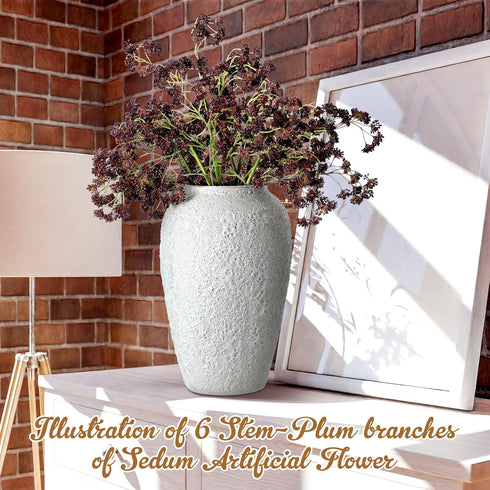 Thiccywoov 6 (16 Inch) Pcs Plum Faux Berry Stems Artificial Dusty Sedum Berry Stems Picks Branches Faux Spray for DIY