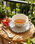 7-ounce Set (6) Porlien Royal Blue Star-night Porcelain Teacup and Saucer