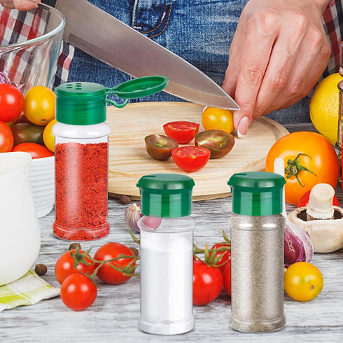 Supkiir 50Pcs 3.3 oz/100ml Plastic Spice Jars, Spice Containers with Shaker Lids Bottles Seasoning Shaker Jars