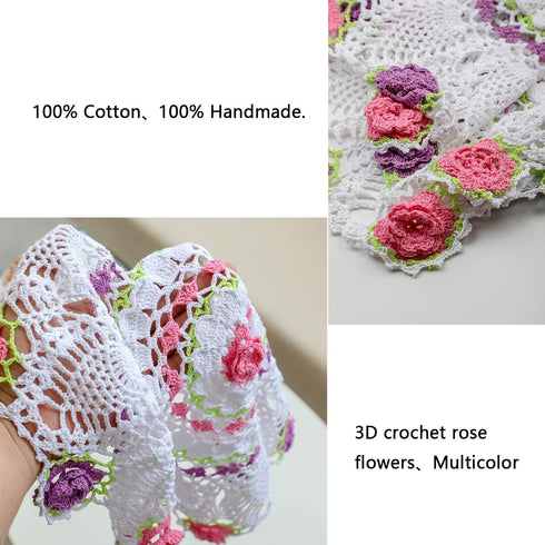 20 Inch One Piece Easter Doilies for Dressers and End Tables Round Cloth Lace Placemats Crafts Rose Spring Doily Hand