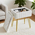 FUXA 4 Vanity Stool Chair with Storage, White Faux Fur Makeup Chair with Metal Legs and Anti-Slip Feet, Soft Padded