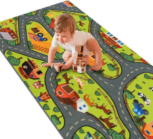 79"x39" STARUIA Washable Kids Carpet Playmat Rug for Boys Room, Large Toddler Car Rug for Kids Toy Cars, Fun Learning