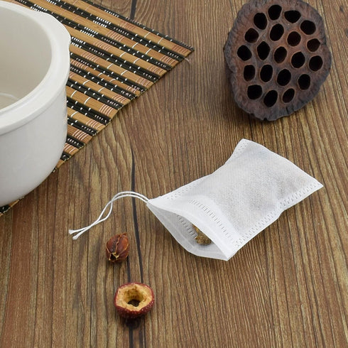100 Pack Muslin Drawstring Bags - Disposable Small Mesh Bags for Cooking, Soaking, DIY Craft Spices Storage, Weeding