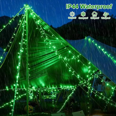 2 Pack 33ft 100 8 QITONG String Lights Battery Operated, Each LED Green Christmas Lights Outdoor Waterproof, Modes