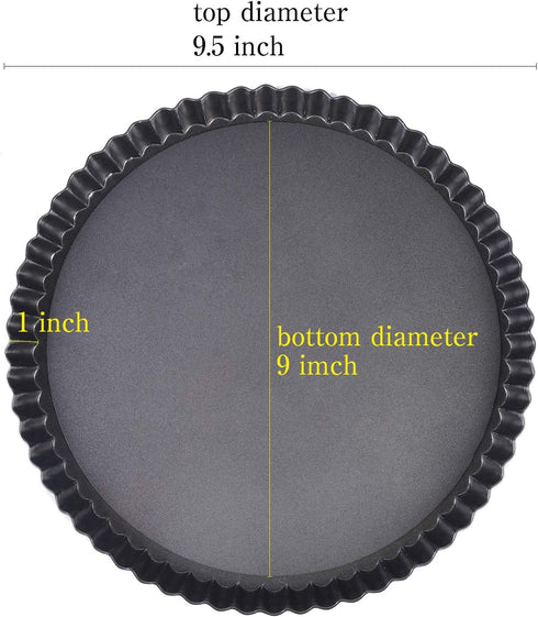Tart Pan, 9 Inch Non-Stick Removable Loose Bottom - Carbon Steel with 1.1 Inch Depth