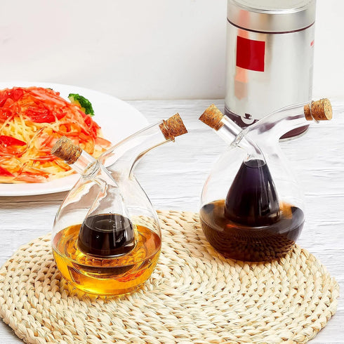 2 2 1 Suclain Pcs Oil and Vinegar Dispenser, in Glass Olive Oil and Vinegar Cruet Dispenser Bottle, Olive Soy Sauce