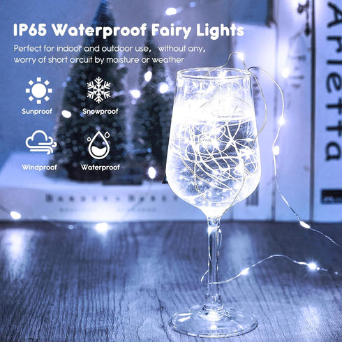 6 Pack 7ft 20 Minetom Fairy Lights Battery Operated String Lights - LED Waterproof Silver Wire Firefly Lights