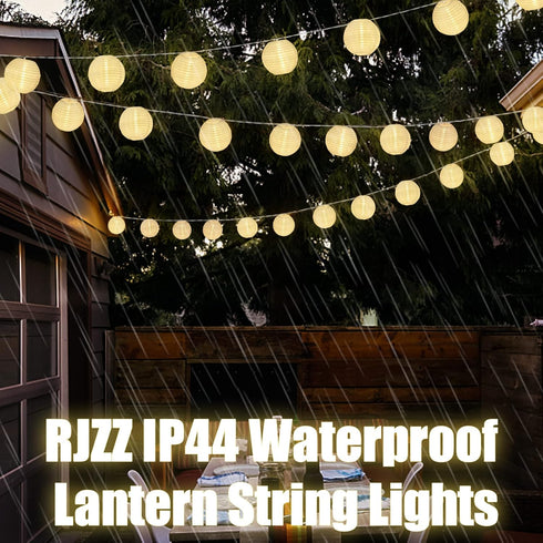 9.4Ft 10 Count RJZZ Lantern String Lights White Lantern Lights Nylon Lanterns with Lights Battery Operated String