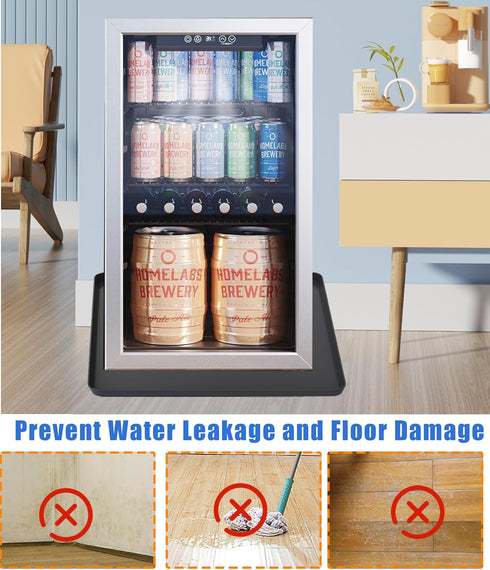 Mini Fridge Mat 24" x 24" with 0.8" Convex Edge, Silicone Floor Protector for Air Conditioner, Prevents Water Leakage