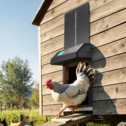 Setting, Anti-Pinch VEVOR Automatic Chicken Coop Door, Battery Powered Chicken Coop Door with Timer & Manual Security
