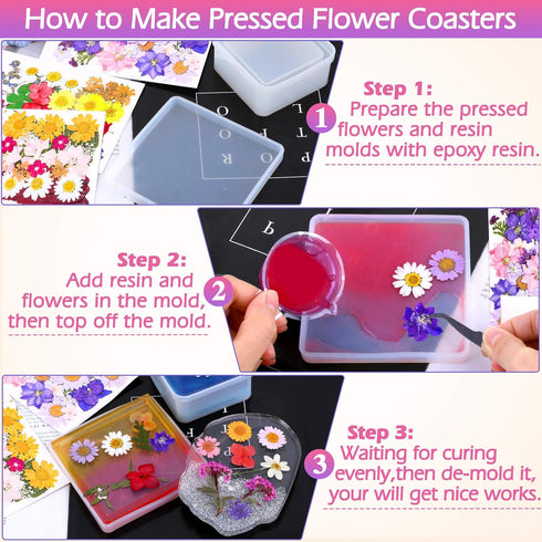 140 Pcs Dried Pressed Flowers for Resin, Natural Herbs Kit for Scrapbooking, DIY Art Crafts, and Jewelry Molds