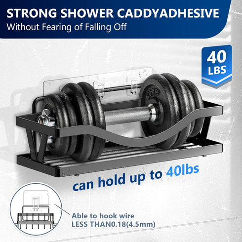 14 Pack Shower Caddy Replacement, Strong Adhesive Flat Hooks, Clear Waterproof Shower Shelf Strips for No Drilling