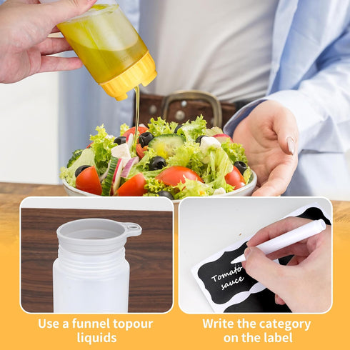 GouZaak 3pcs 24oz Inverted Condiment Squeeze Bottles, Leak-proof Refillable Sauce Container for All Types Liquid