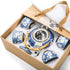 Set, 4 Japanese Tea Ceramic Floral Tea Pot and Pieces Cups with Infuser Bamboo Handle, Traditional Bone China Teapot