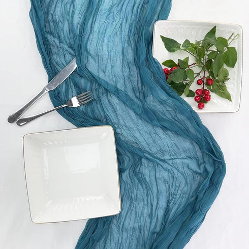 35 157 Inch Teal Cheesecloth Table Runner - x Gauze Boho Table Runner for Wedding, Baby Showers & Parties