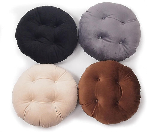 14" Augld Bar Stool Cushion Soft Velvet Padded Round Stool Cover Velvet Grey