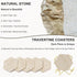 YONGHEE Set 6 Travertine Coasters of with Holder, Hexagonal Rustic Farmhouse Beige Marble Drink Coasters for Coffee