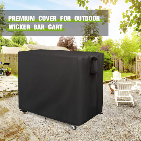 Set 44"x19"x36", Outdoor Bar Cart Cover for Best Choice Product Outdoor Rolling Wicker Bar Table Waterproof Serving