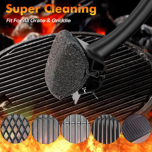 BBQ Grill Brush Bristle Free - Grill Cleaner Brush with Replaceable Heads for Cast Iron/Stainless Steel