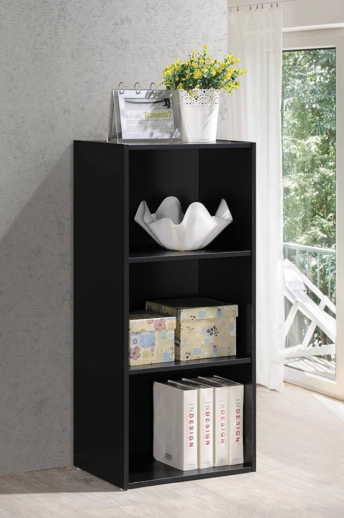 Hodedah Import Black 3 Shelf Bookcase