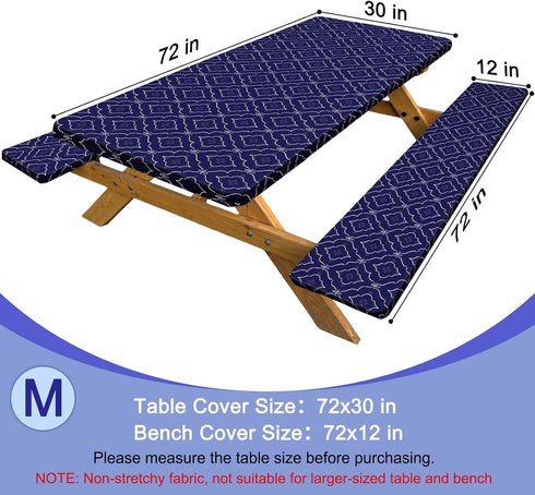 Joy Bubble 72in, Picnic Table Cover with Bench Covers Windproof Waterproof Picnic Table Covers Camping Tablecloth