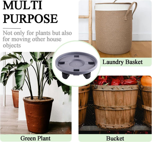 Tulpeed 3 Pack 12 Inch Rolling Plant Stand with Wheels Plant Caddy with Wheels Heavy Duty Plant Dolly Roller Base