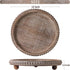 Counter Wooden Coffee Table Tray Decor, Round Decorative Tray Brown Beaded Distressed Rustic Farmhouse Centerpiece