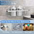 Adhesive Shower Caddy 2 Pack, No Drilling Stainless Steel Bathroom Organizer Shelf for Shampoo Holder, Silver