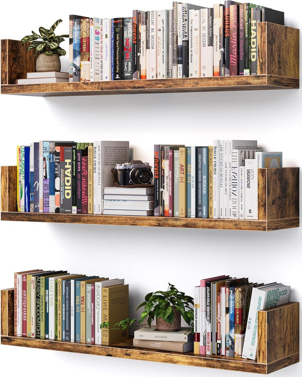 VMROF Wall Bookshelf, Set of 3, U Shaped Floating Bookshelf, Hanging Bookshelves for