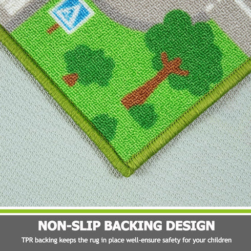Decor,5.2'x3.3' Capslpad Green Car Road Kid Rug Carpet Playmat for Playoom Traffic Road Kids Play Mat for Toddler Non