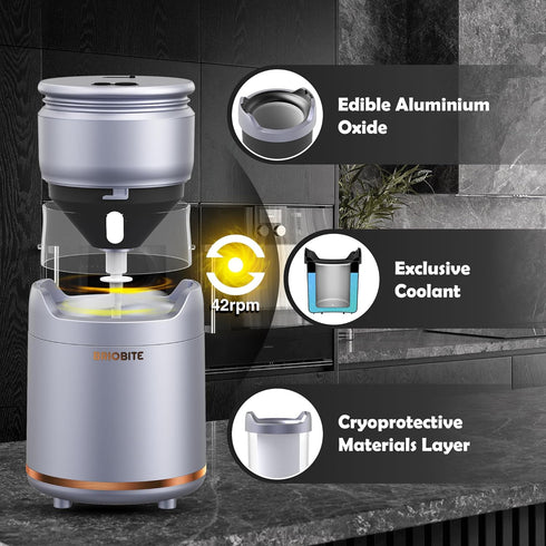 1-2 Sorbet,Gelato,Frozen BRIOBITE Ice Cream Maker,Rechargeable Soft Ice Cream Machine with Low Noise,Compact
