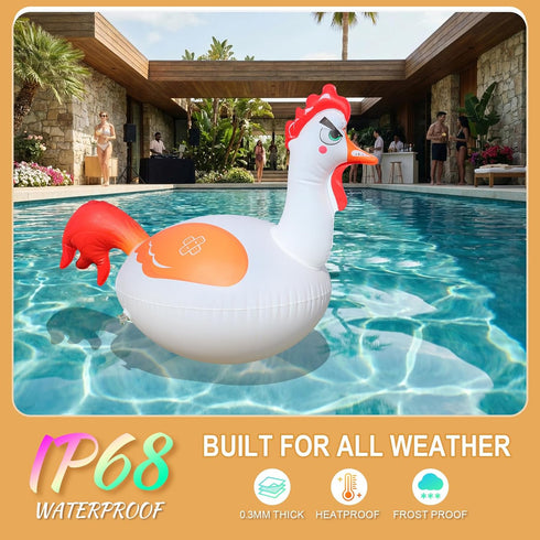 IP68 Decor(2) Floating Pool Lights, Inflatable Chicken Solar Pool Lights that Float, Waterproof Glow in the Dark Color